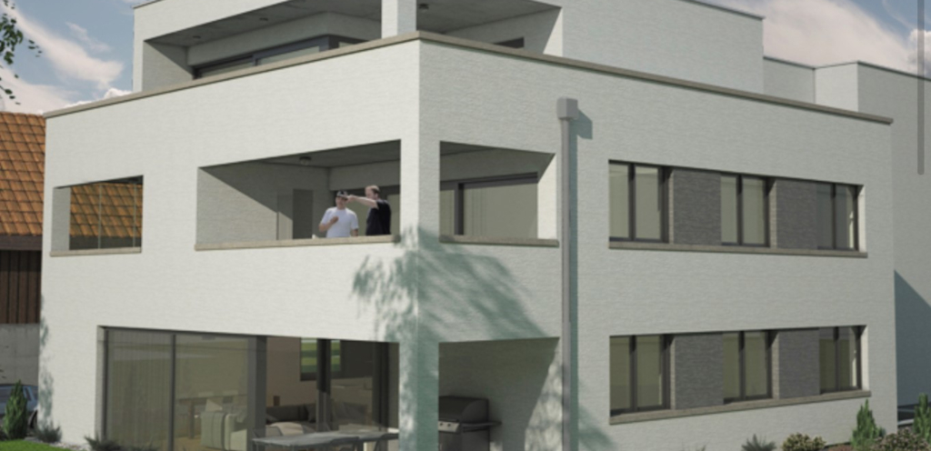 Neubau Widnau von aussen (Balkon)
